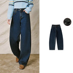 Curved-Leg Washed Jeans