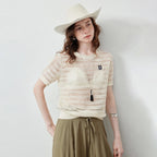 Textured Short-Sleeve Knit Top