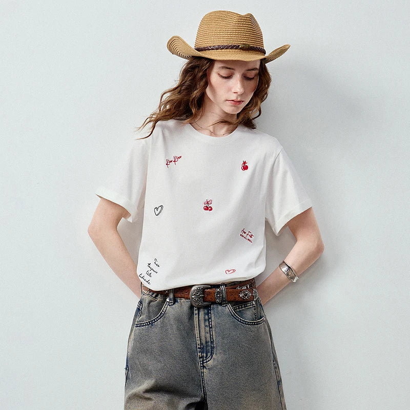Scattered-Motif Crewneck Tee