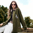 Motif-Detail Contrast-Collar Overshirt