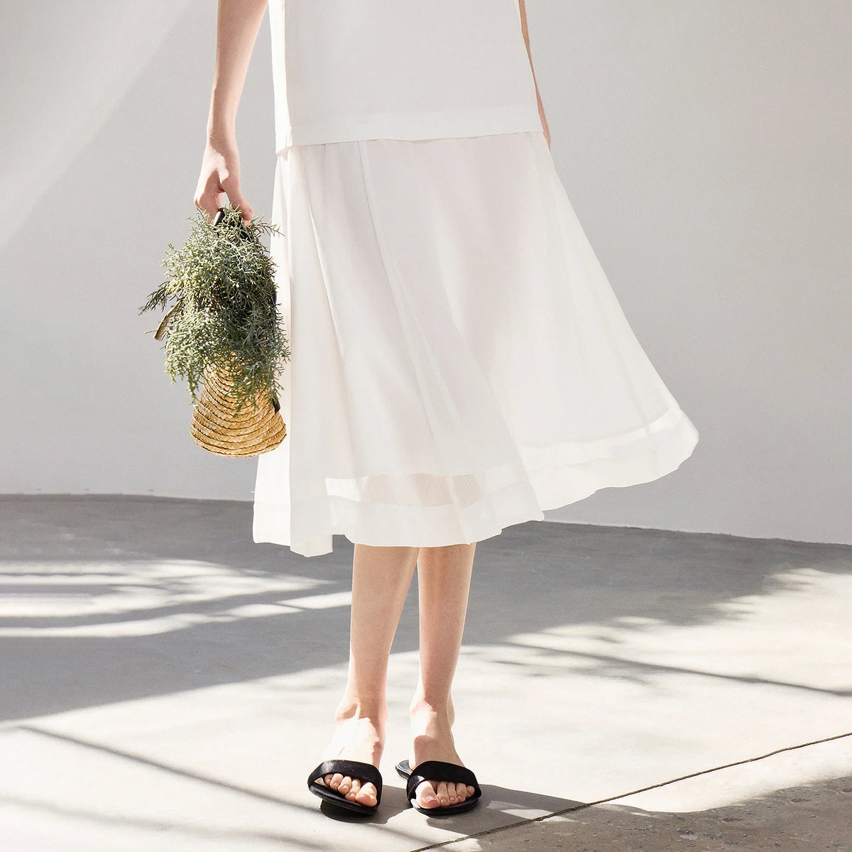 Short-Sleeve Colorblock Midi Dress