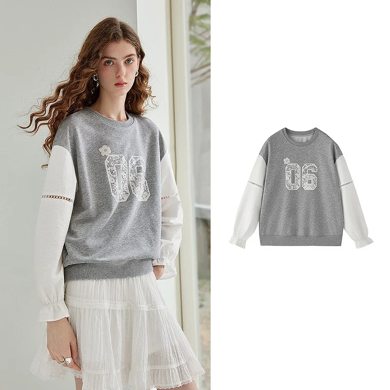 Layered-Look Number-Graphic Sweatshirt