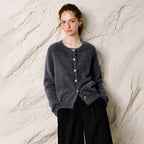 Fuzzy Crewneck Cardigan