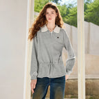 Scalloped-Collar Peplum Sweatshirt