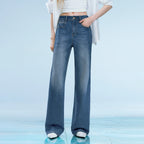 Wide-Leg Faded Jeans