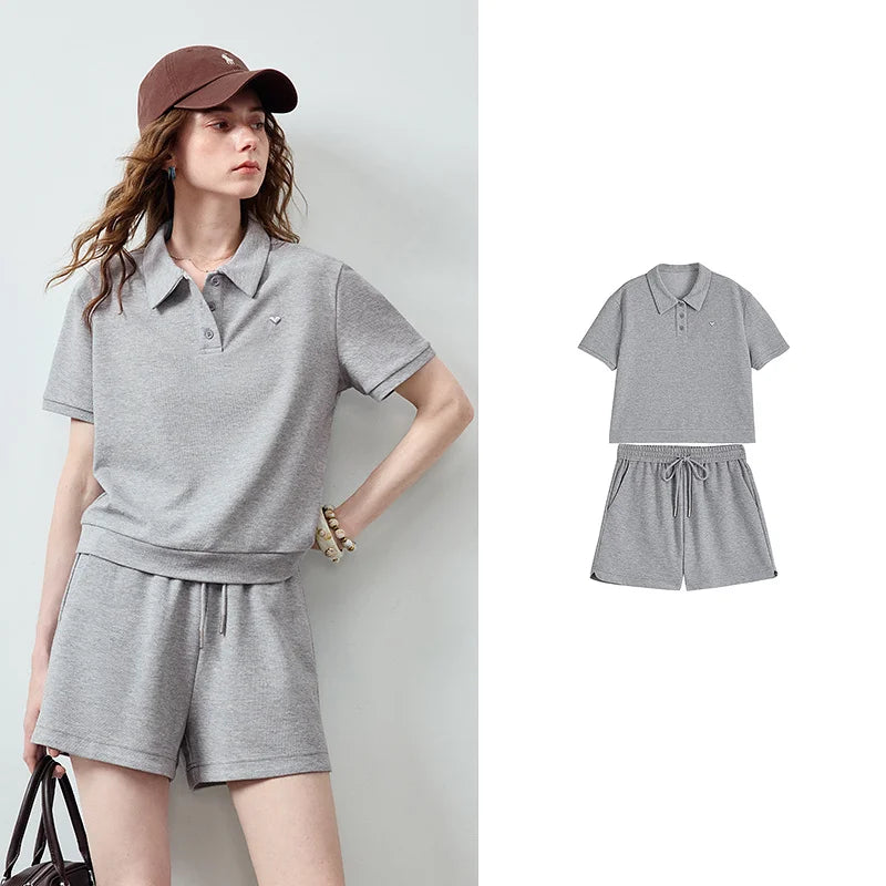 Polo Top and Drawstring Shorts Set