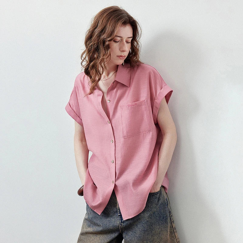 Cuffed Short-Sleeve Button-Up Shirt