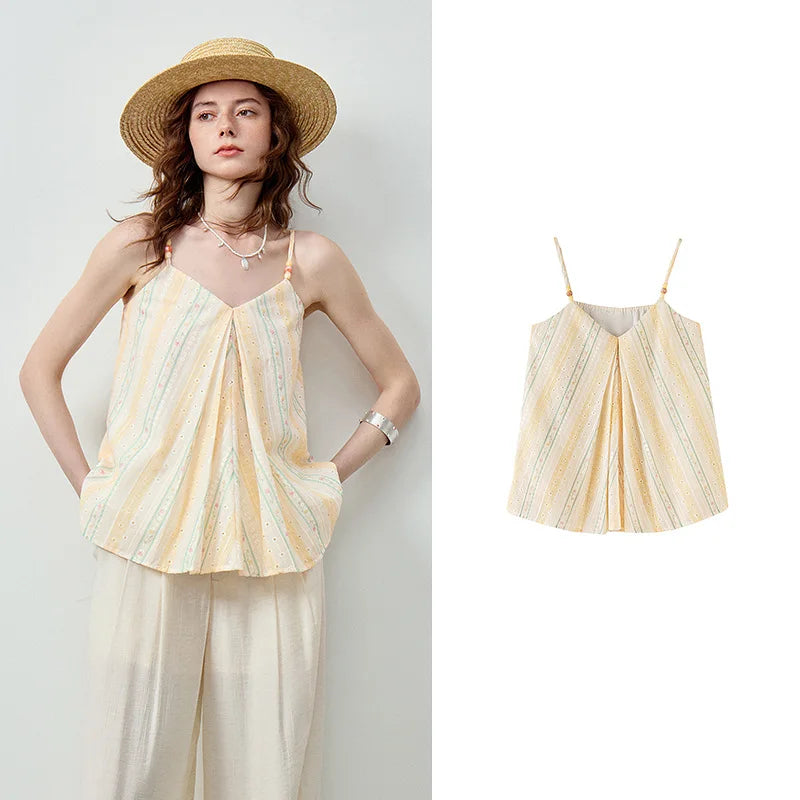 Striped Pleated Camisole