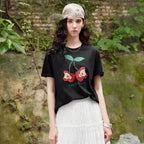 Apple-Motif Crewneck Tee