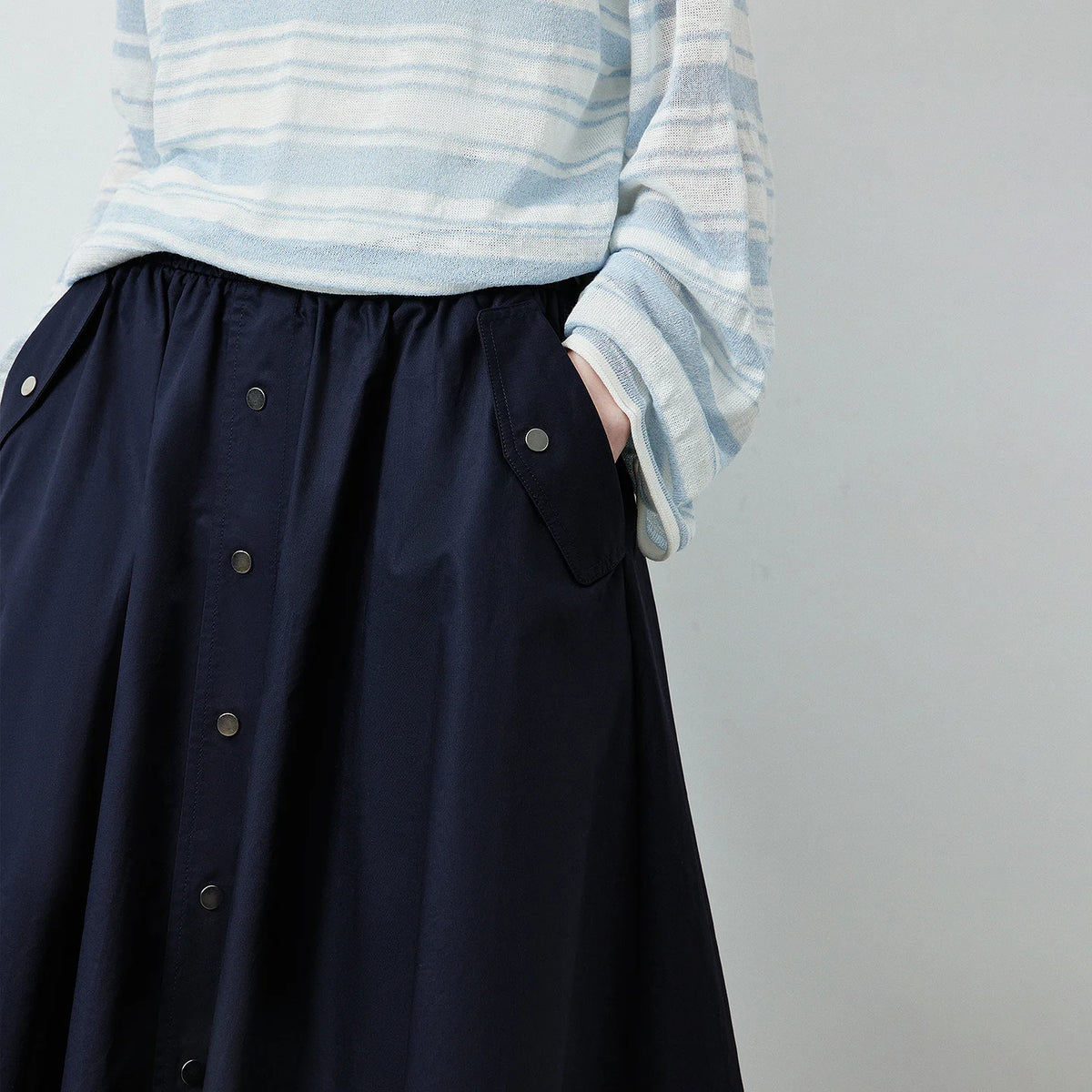 Button-Front A-Line Skirt