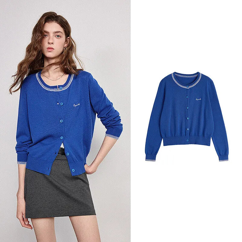 Crewneck Button Cardigan