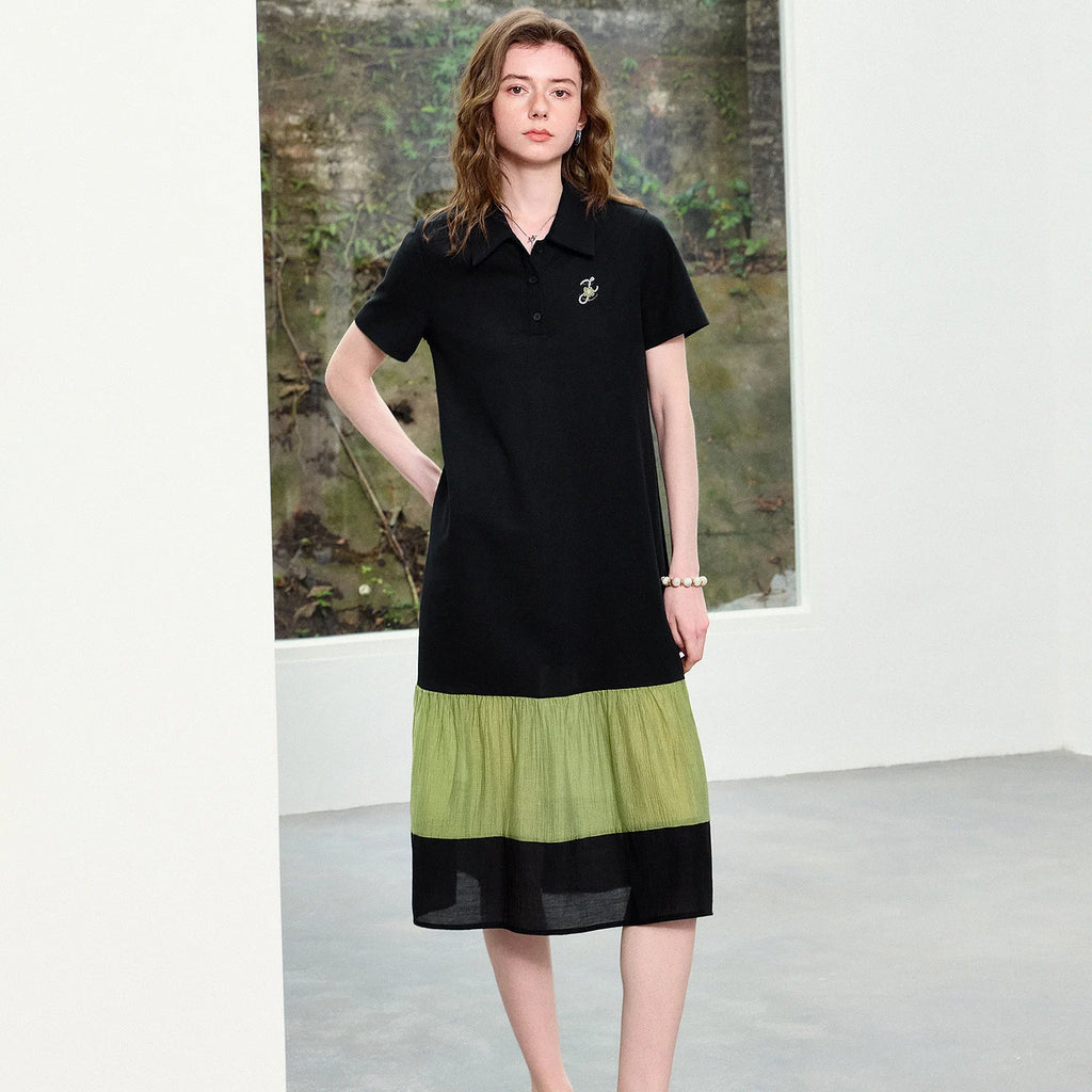 Colorblock Polo Midi Dress