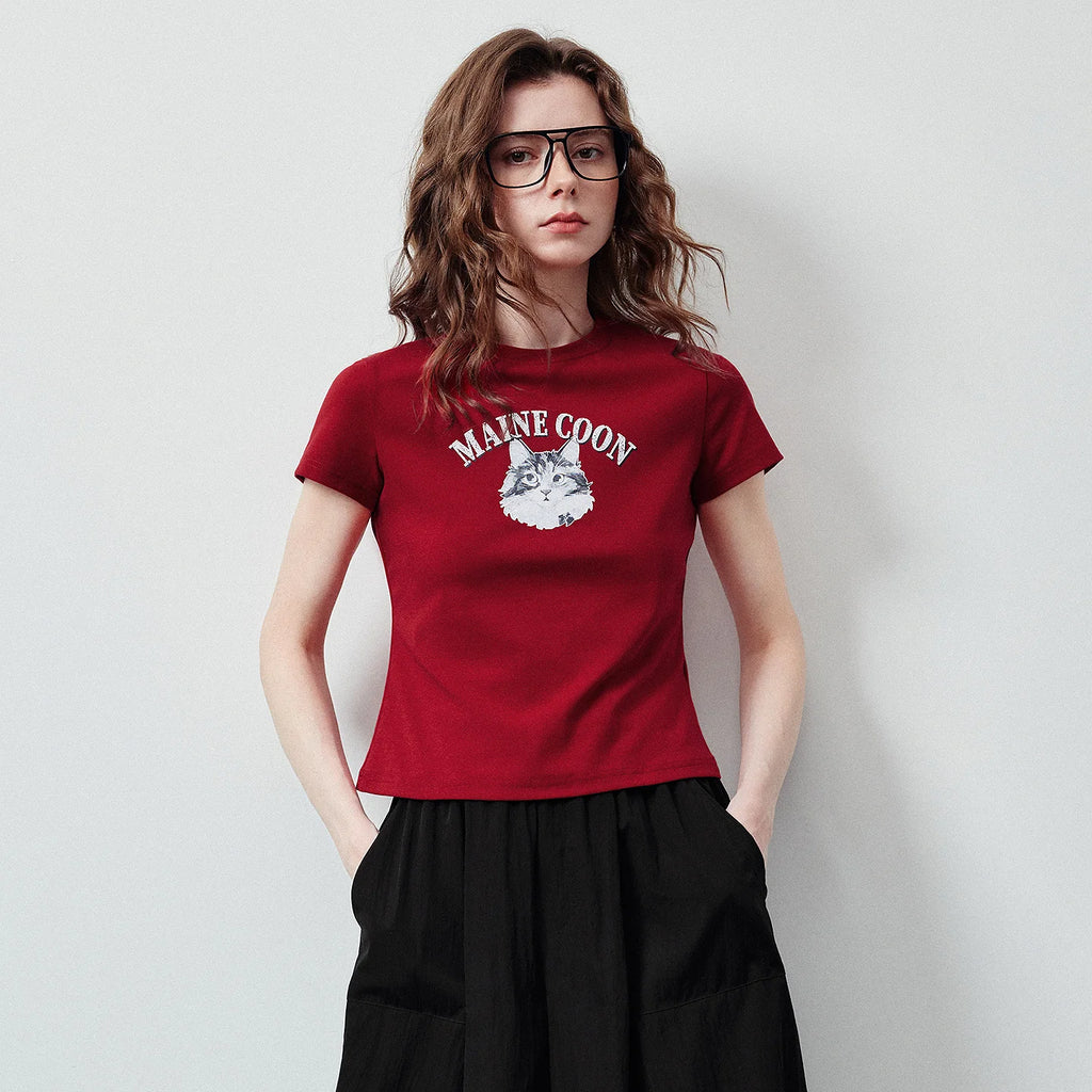 Cat Graphic Crewneck Tee