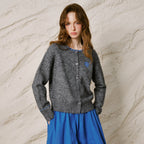 Contrast-Trim Textured Cardigan