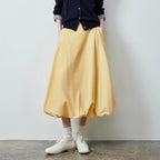 Gathered Bubble-Hem Midi Skirt