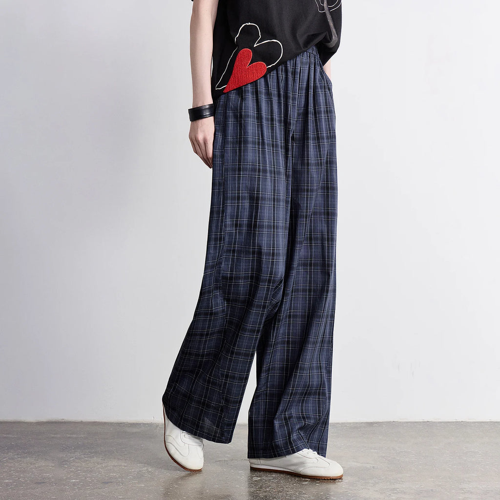 Plaid Wide-Leg Pants