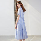 Tiered Short-Sleeve Shirt Dress
