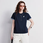 Plaid-Cuff Short-Sleeve Tee