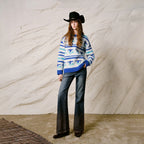 Floral Striped Knit Sweater