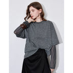 Layered-Look Crewneck Long-Sleeve Top