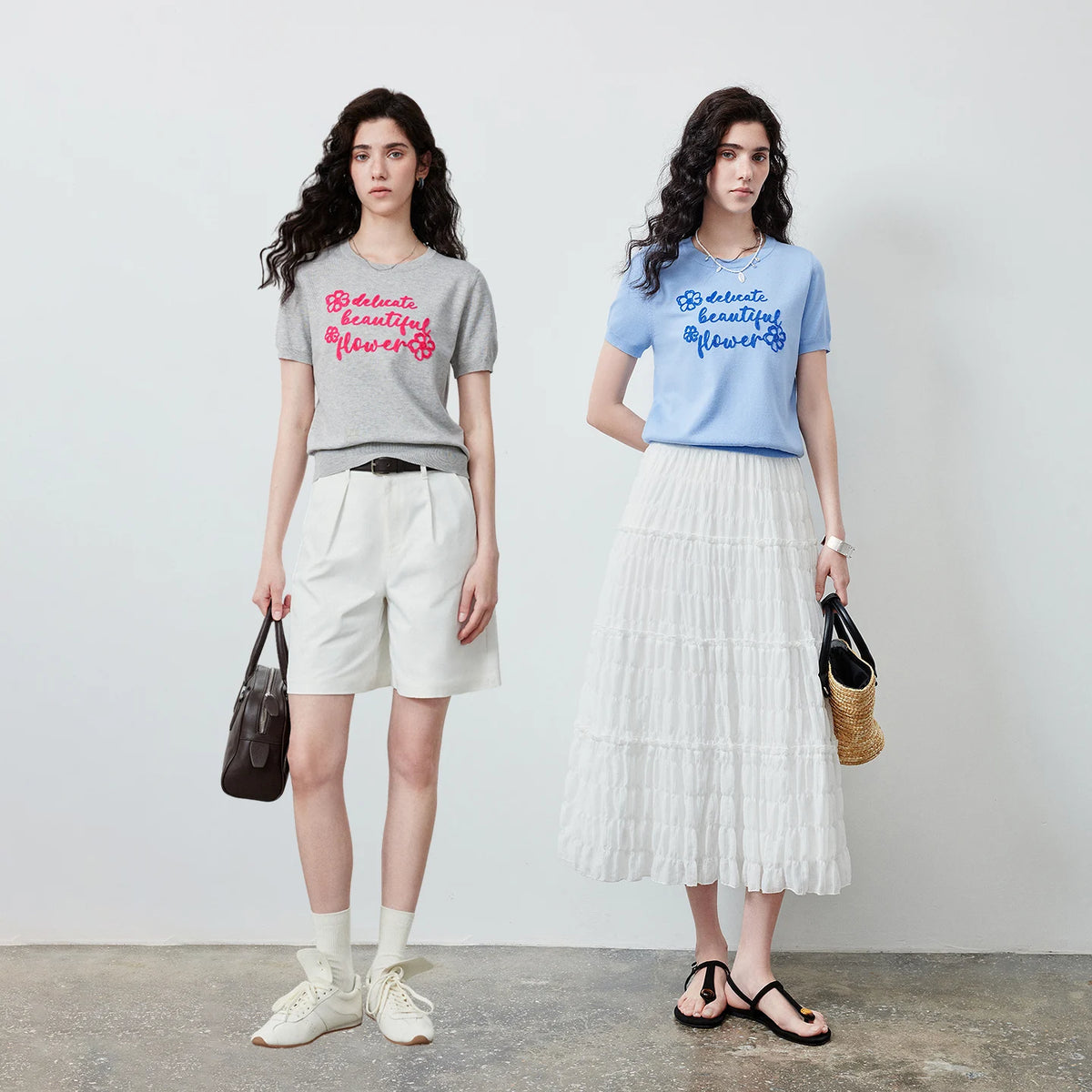 Floral Slogan Knit Top