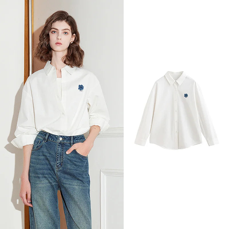 Floral-Motif Button-Front Shirt
