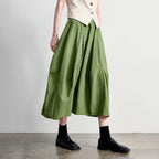 Gathered Balloon Midi Skirt