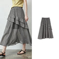 Gingham Tiered-Ruffle Midi Skirt