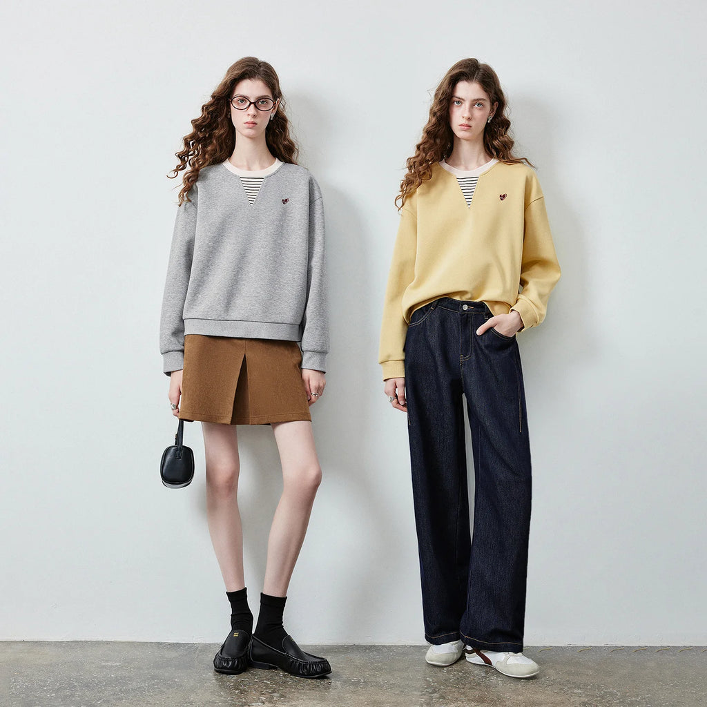 Layered-Look V-Neck Sweatshirt