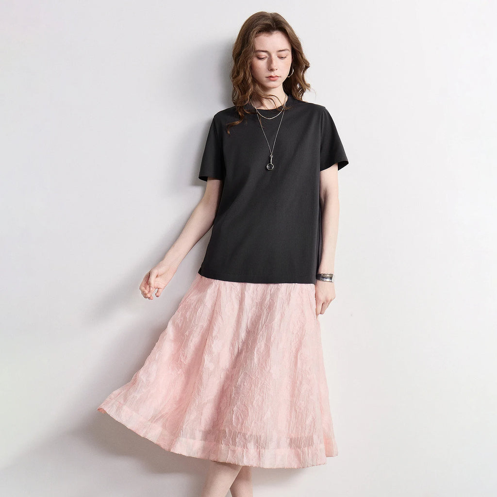 Short-Sleeve Colorblock Midi Dress