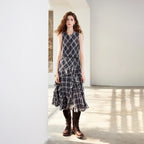 Plaid Ruffled Midi Dress