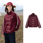 Contrast-Stripe Toggle-Front Jacket