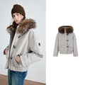 Shaggy-Trim Hooded Toggle Jacket