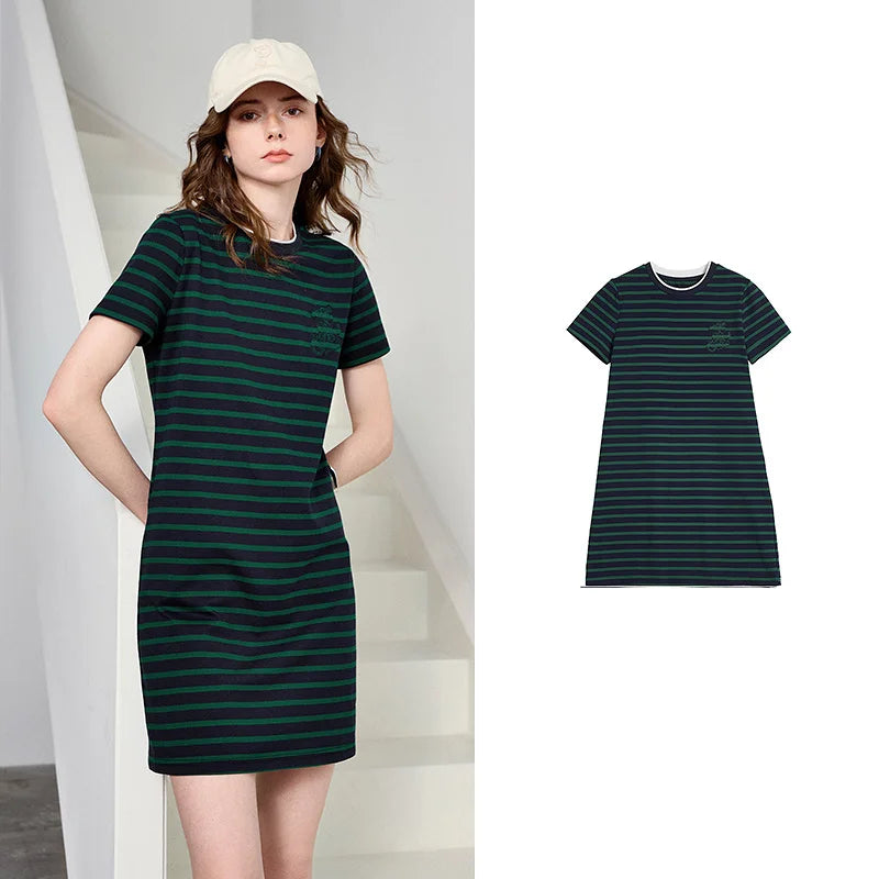 Striped Short-Sleeve Mini Dress