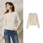 Crewneck Long-Sleeve Knit Top