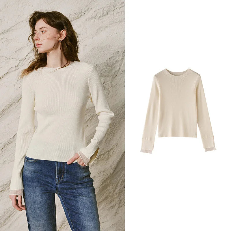 Crewneck Long-Sleeve Knit Top