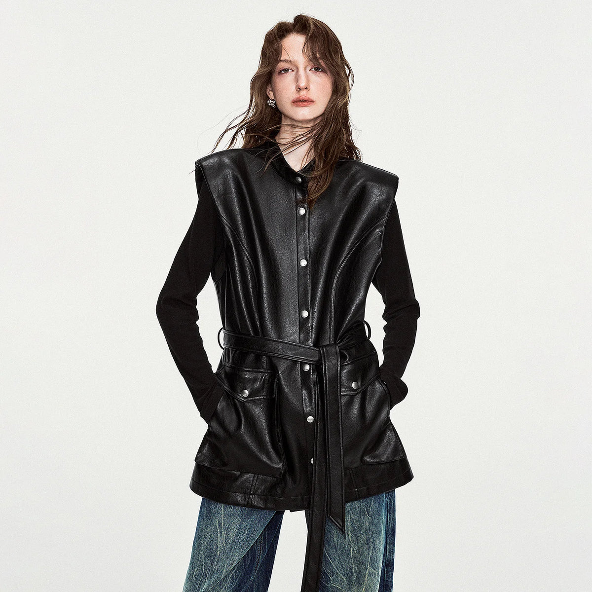Tie-Waist Button-Front Vest