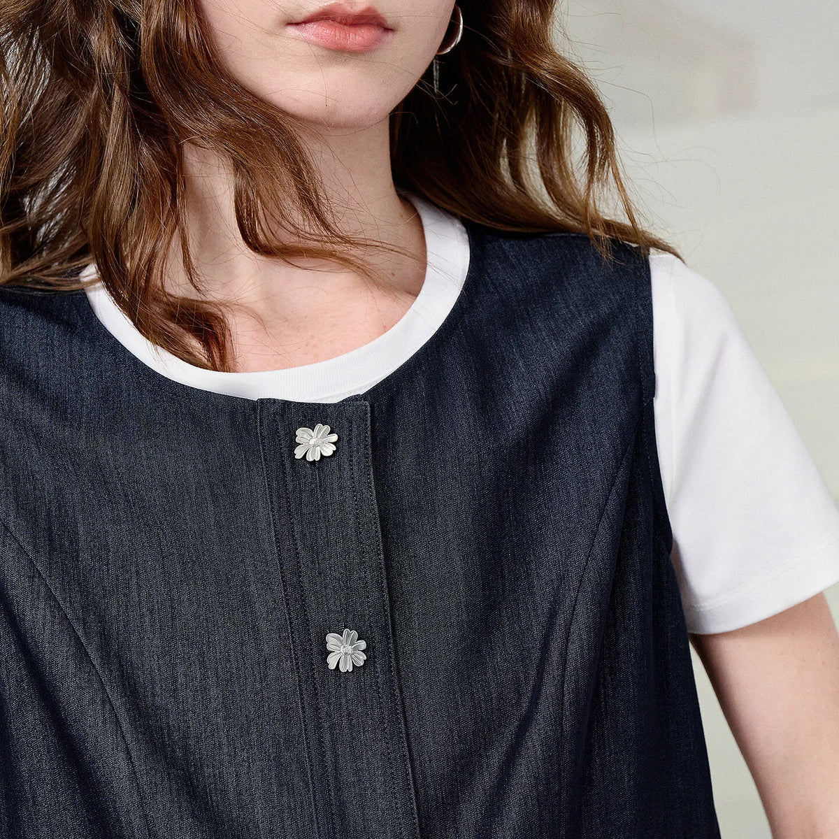 Button-Front Sleeveless Vest
