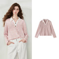 Textured Long-Sleeve Polo Top