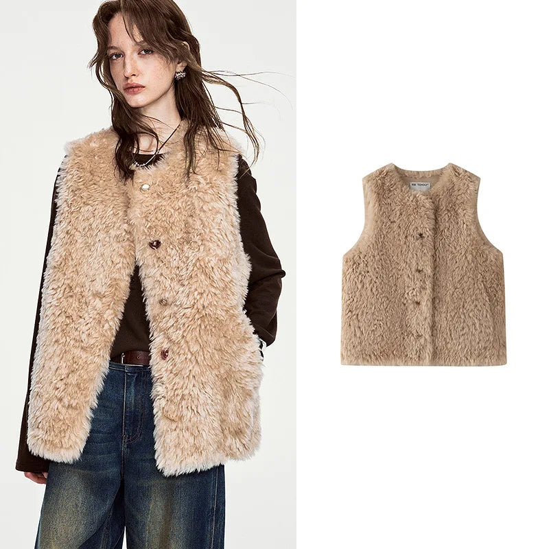 Shaggy Button-Front Vest