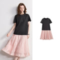 Short-Sleeve Colorblock Midi Dress