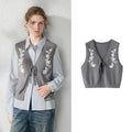 Floral Tie-Front Knit Vest