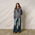 Layered-Look Tie-Hood Sweatshirt