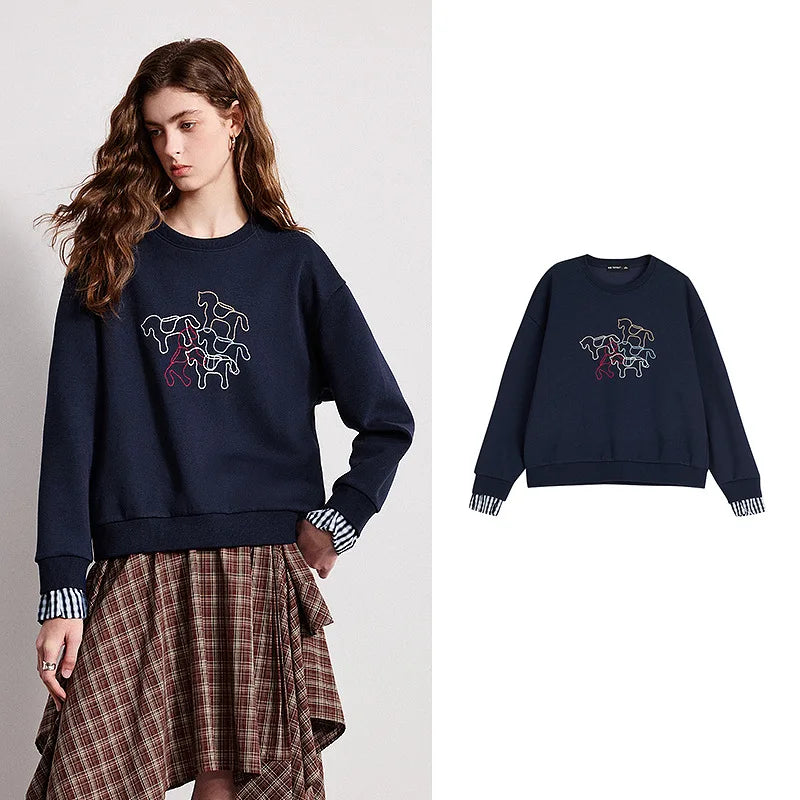 Horse Graphic Layered-Look Sweatshirt