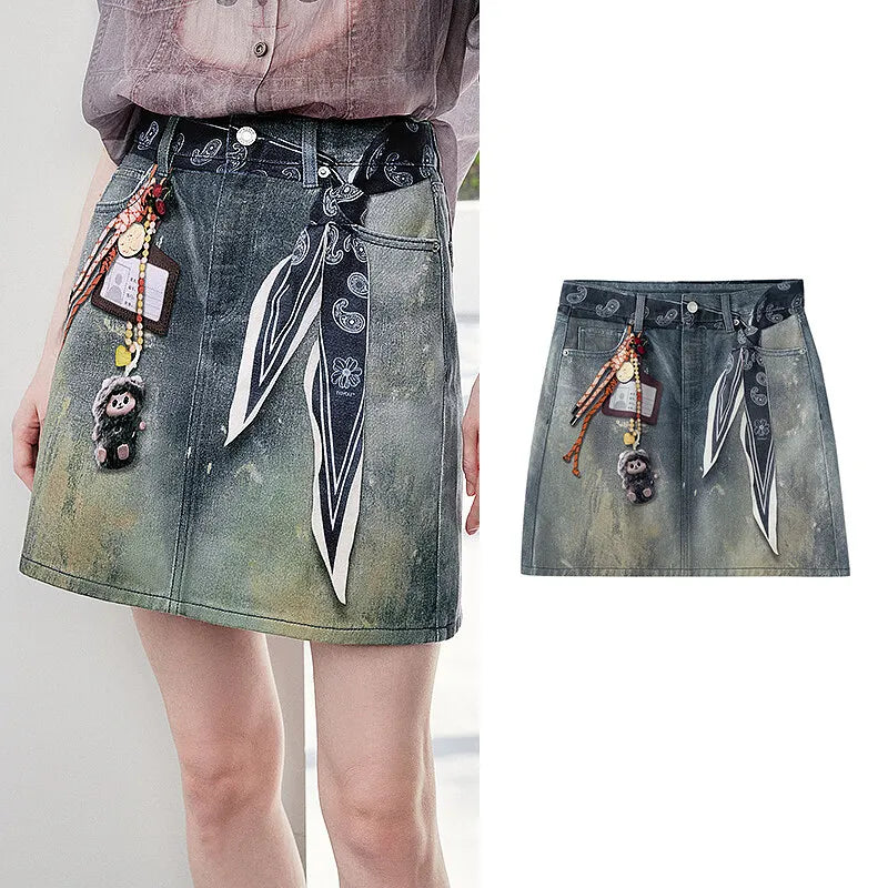 Washed Denim Mini Skirt