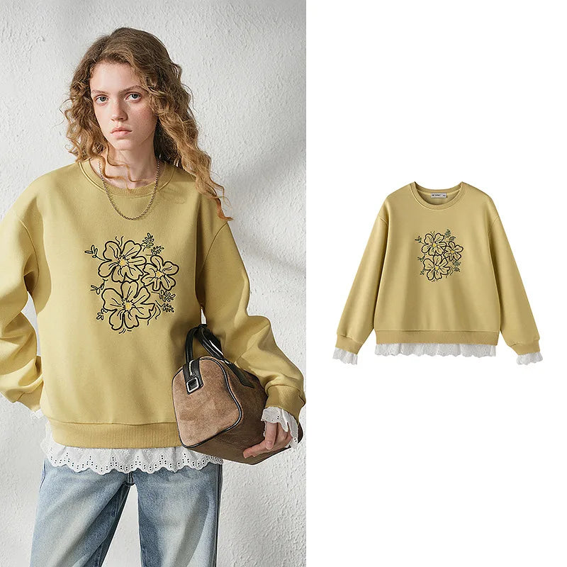 Floral Graphic Layered-Look Sweatshirt