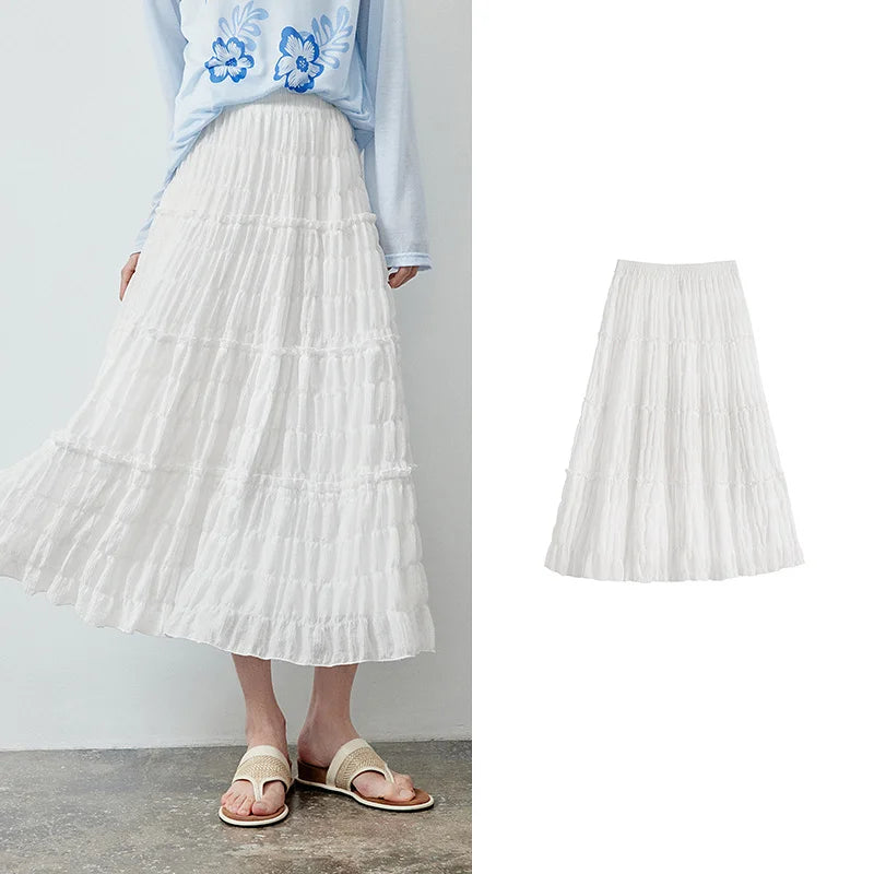 Tiered Ruffle Midi Skirt