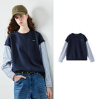 Layered-Look Striped-Sleeve Sweatshirt