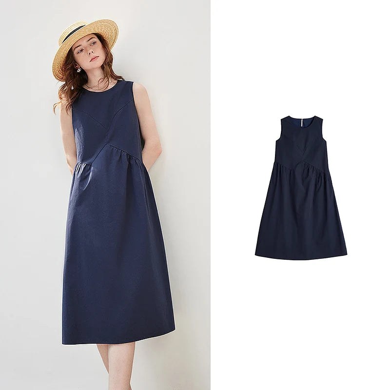 Sleeveless Angled-Waist Midi Dress