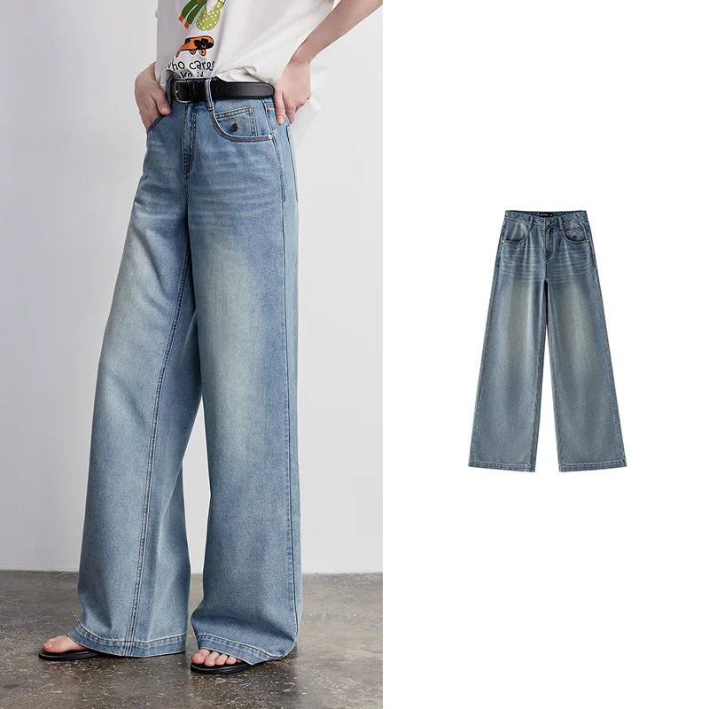 Washed Wide-Leg Jeans